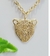 Colar Corrente Feminino com Pingente Onça Vazado Folheado Ouro 18k Tigre Dourado Tendência Moda Presente
