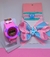 Kit Infantil Relógio Digital Meninas Personagens Princesas Disney + Conjunto Mix 5 Pulseiras Miçangas Laço Infantil