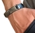 Pulseira Bracelete Masculino Feminino Couro Sintético Placa Aço Inox Folheado Tudo Posso Fé Gratidão Pai Nosso