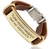 Pulseira Bracelete Masculino Feminino Couro Sintético Placa Aço Inox Folheado Tudo Posso Fé Gratidão Pai Nosso - Store LVO