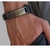 Pulseira Bracelete Masculino Feminino Couro Sintético Placa Aço Inox Folheado Tudo Posso Fé Gratidão Pai Nosso - Store LVO