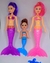 Kit Bonecas Princesas Sereia Articulada Mãe e Filha 2 Grande 1 Pequena Bebê + Acessórios Brinquedos Toys