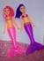 Kit Bonecas Princesas Sereia Articulada Mãe e Filha 2 Grande 1 Pequena Bebê + Acessórios Brinquedos Toys