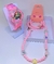 Kit Relógio Infantil Pisca Luz toca Musica Meninas + Conjunto Colar e Pulseiras brincos Miçangas Flor smile Presente