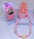 Kit Relógio Infantil Pisca Luz toca Musica Meninas + Conjunto Colar e Pulseiras brincos Miçangas Flor smile Presente - Store LVO