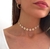 Colar Choker Flor Margarida Folheado Ouro 18k gargantilha Feminina Flores Brancas Coloridas Moda
