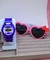 Kit Relógio de Pulso Infantil Sport Silicone Menina + Óculos de Sol Gatinho Coração com Laço para Crianças Presente - Store LVO