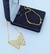 Kit Colar e Brincos Borboleta Madrepérola Grande Folheado Ouro 18k Tendência Moda Feminino Presente - loja online