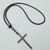 Imagem do Colar Cordão Fio couro Black Preto com Pingente Cruz Crucifixo Grande Ajustável Masculino/Feminino Tendência