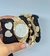 Kit Relógio Feminino Redondo Todo em Aço Inox Analógico Quartz Dourado Rose Gold +Pulseira e Brincos +Caixa Presente - Store LVO