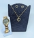 Kit Relógio de Pulso Feminino Redondo Aço Inox Coração Pedras Zircônias + Conjunto Colar e Bincos Folheado Ouro 18k Presente - loja online