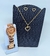 Kit Relógio de Pulso Feminino Redondo Aço Inox Coração Pedras Zircônias + Conjunto Colar e Bincos Folheado Ouro 18k Presente - comprar online