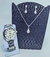 Kit Relógio de Pulso Feminino Aço Inoxidável Redondo Quartzo Luxo + Colar e Brincos Folheado Ouro 18k Presente