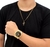 Kit Conjunto Relógio de Pulso Masculino Aço Inox Quartz Analógico + Pulseira Corrente + Caixa Presente - comprar online
