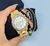 Kit Relógio de Pulso Feminino Analógico Strass Cravejado Pedras Zircônias + Pulseira + Par de Brincos + Caixa Presente - loja online