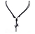 Imagem do Colar Cordão Fio Couro encerado Ajustável All Black Preto Pingente Aço Inox Manuscrito Fé Religioso