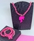 Kit Conjunto Infantil Colar e Pulseiras Miçangas Pingente Personagens Disney Barbie Wandinha Unicórnio Pony Presente