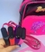 Kit Relógio Digital Led Band Bracelete Silicone + Mini Mochila Barbie Bolsa Infantil Transversal Rosa Pink Pelúcia Rosa Presente