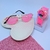 Kit Relógio Infantil Digital Meninas Pisca Luz Toca Musica Princesas Disney + Óculos de Sol Coração Armação Inox Tendência Moda - loja online