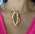 Colar Choker Aro Liso Rigido com Pingente Orgânico Minimalista Vazado Folheado Ouro 18K Ispiração Moda Blogueira Luxo - loja online