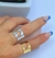 Anel Chapa Lisa Feminino Ajustável Coração Vazado Love Folheado Ouro 18k Dourado Prata Feminino Tendência Moda na internet