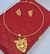 Kit Conjunto Colar e Brincos Feminino Choker Elo Aro Fio Rigido com Pingente Onça Tigre Onça Folheado Ouro Tendência Moda