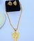 Kit Conjunto Colar e Brincos Feminino Corrente Elo Português com Pingente Onça Tigre Vazado Folheado Ouro Presente - comprar online