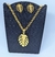 Kit Conjunto Colar e Brincos Corrente Elo Português com Pingente Folha Costela de Adão Folhedo Ouro