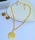 Kit Conjunto Colar e Brincos Feminino Corrente Elo Português com Pingente Medalha Oração Pai Nosso Folheado Ouro - Store LVO