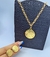 Kit Conjunto Colar e Brincos Feminino Corrente Elo Português com Pingente Medalha Oração Pai Nosso Folheado Ouro