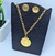 Kit Conjunto Colar e Brincos Feminino Corrente Elo Português com Pingente Medalha Oração Pai Nosso Folheado Ouro - comprar online