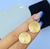 Imagem do Kit Conjunto Colar e Brincos Feminino Corrente Elo Português com Pingente Medalha Oração Pai Nosso Folheado Ouro