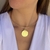Colar Religioso Feminino Choker Aro Rigido Liso com Pingente Medalha Redonda Oração Pai Nosso Folheado Ouro - comprar online