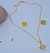 Imagem do Kit Conjunto Colar e Brincos com Pingente Trevo de Quatro folhas Corrente Inspiração Blogueira Virginia Folheado Ouro