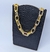 Colar Choker Feminino Corrente Elos Duplo Grosso Mix Dourado com Prata Folheado Ouro Elo Quadrado Tendência Lançamento