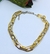 Colar Choker Feminino Corrente Elos Duplo Grosso Mix Dourado com Prata Folheado Ouro Elo Quadrado Tendência Lançamento