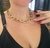 Colar Choker Feminino Corrente Elos Duplo Grosso Mix Dourado com Prata Folheado Ouro Elo Quadrado Tendência Lançamento na internet