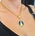 Colar religioso Corrente Grossa Elo Português com Pingente Medalha Redonda Nossa senhora aparecida azul Tendência Moda - comprar online