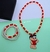 Kit Colar e Pulseira Miçangas Pérolas Infantil Menina com Pingente Princesas Disney Minnie Stitch Sereia Moana Moda Kids