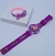Kit Relógio Infantil Digital Pisca Luz Led Colorido Toca Musica Princesa Disney Minnie Frozen Barbie + Bracelete 3D Glitter Presente