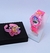 Kit Relógio Infantil Digital Pisca Luz Led Colorido Toca Musica Princesa Disney Minnie Frozen Barbie + Bracelete 3D Glitter Presente na internet