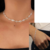 Colar Gargantilha + Pulseira com pedras Cristais Folheado Prata Choker Tiffany ponto de Luz Cristal Prateado tendência Luxo