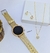 Kit Relógio Feminino Digital Led Redondo Strass Luxo Silicone +Conjunto Colar e Brincos Folheado Ouro Presente Lembrançinha - loja online