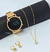 Kit Relógio Feminino Digital Led Redondo Strass Luxo Silicone +Conjunto Colar e Brincos Folheado Ouro Presente Lembrançinha
