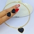 Kit Colar e Brincos Choker Aro Rigido Fino Liso com Pingente Coração Love Liso Preto Branco Folheado Ouro Dourado Luxo