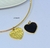 Kit Colar e Brincos Choker Aro Rigido Fino Liso com Pingente Coração Love Liso Preto Branco Folheado Ouro Dourado Luxo na internet