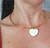 Kit Colar e Brincos Choker Aro Rigido Fino Liso com Pingente Coração Love Liso Preto Branco Folheado Ouro Dourado Luxo - Store LVO