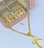 Kit Colar e Brincos Feminino Corrente Elo Português Grossa com Pingente Laço Delicado Folheado Ouro Dourado Luxo - Store LVO