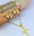 Kit Colar e Brincos Feminino Corrente Elo Português Grossa com Pingente Laço Delicado Folheado Ouro Dourado Luxo