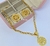 Kit Colar e Brincos Feminino Corrente Elo Português Folheado Ouro Pingente Medalha árvore da Vida Par Brinco Antialérgico Moda